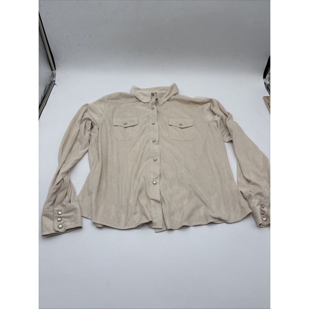 Outback Trading Co Cowgirl Pearl Snap Shirt Womens XL Beige Western Blouse